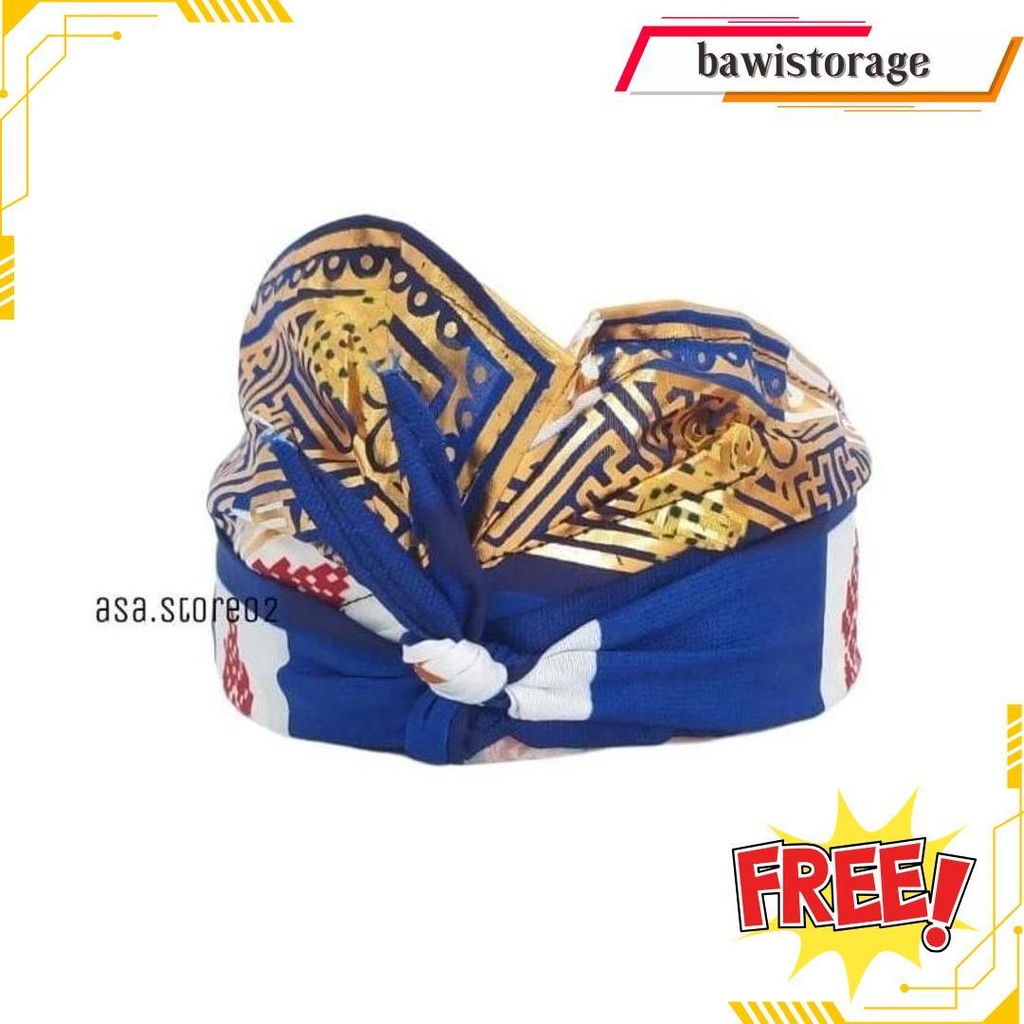 Udeng Bali Tradisional Prada Topi Adat Khas Bali Ikat Kepala Khas Bali Kotak-Kotak Ikat Kepala Karna