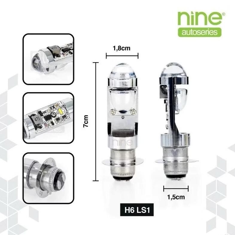Best Seller Luminos Nine Lampu Led Motor Bebek Matic H6 Bifocus Lens Super Terang Led Putih Kuning L