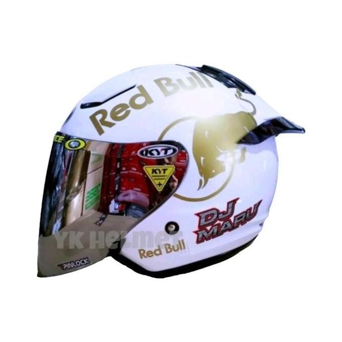 FLAT VISOR KYT DJ MARU IRIDIUM BLUE IRIDIUM RED + SPOILER KYT DJ MARU BONUS STIKER VISOR 2104T