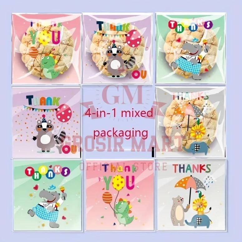 

hj-45 fth- GM Isi 100 Pcs Plastik OPP Cookies Kue Kering Permen Snack Karakter Hewan Thanks Kantong OPP Kemasan Kue Biskuit Cookies 7 cm 10 cm Murah Premium