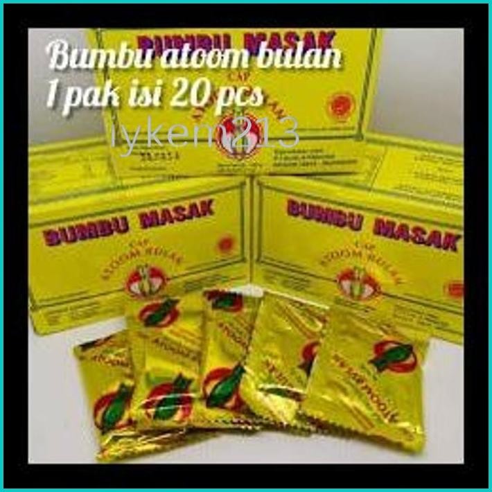 

BUMBU MASAK CAP ATOM BULAN BOX ISI 20 BUMBU BASO ACI CUANKI BUMBU SERBA GUNA PENYEDAP RASA MURAH