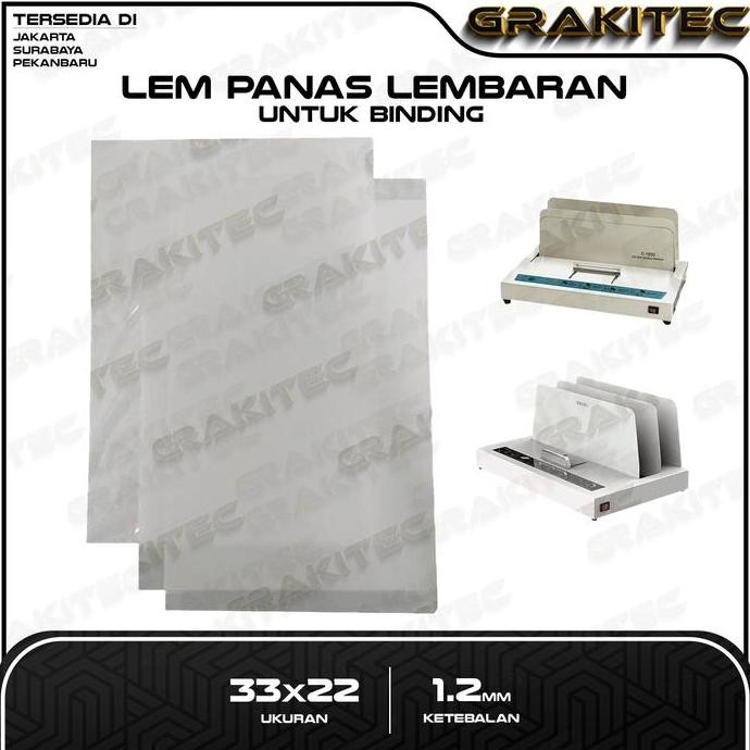 

Grakitec Lem Lembaran Untuk Mesin Jilid Bending C-1800 & 3882 Lem Panas Untuk Jilid Bending Ukuran 33 X 22 Cm Per Lembar Bisa Dipotong Sesuai Kebutuhan Co