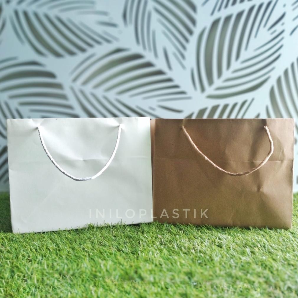 

gd-5 we-53 1 pack Shopping Bag 20+25x25 / Paper Bag Putih Polos Viral Murah
