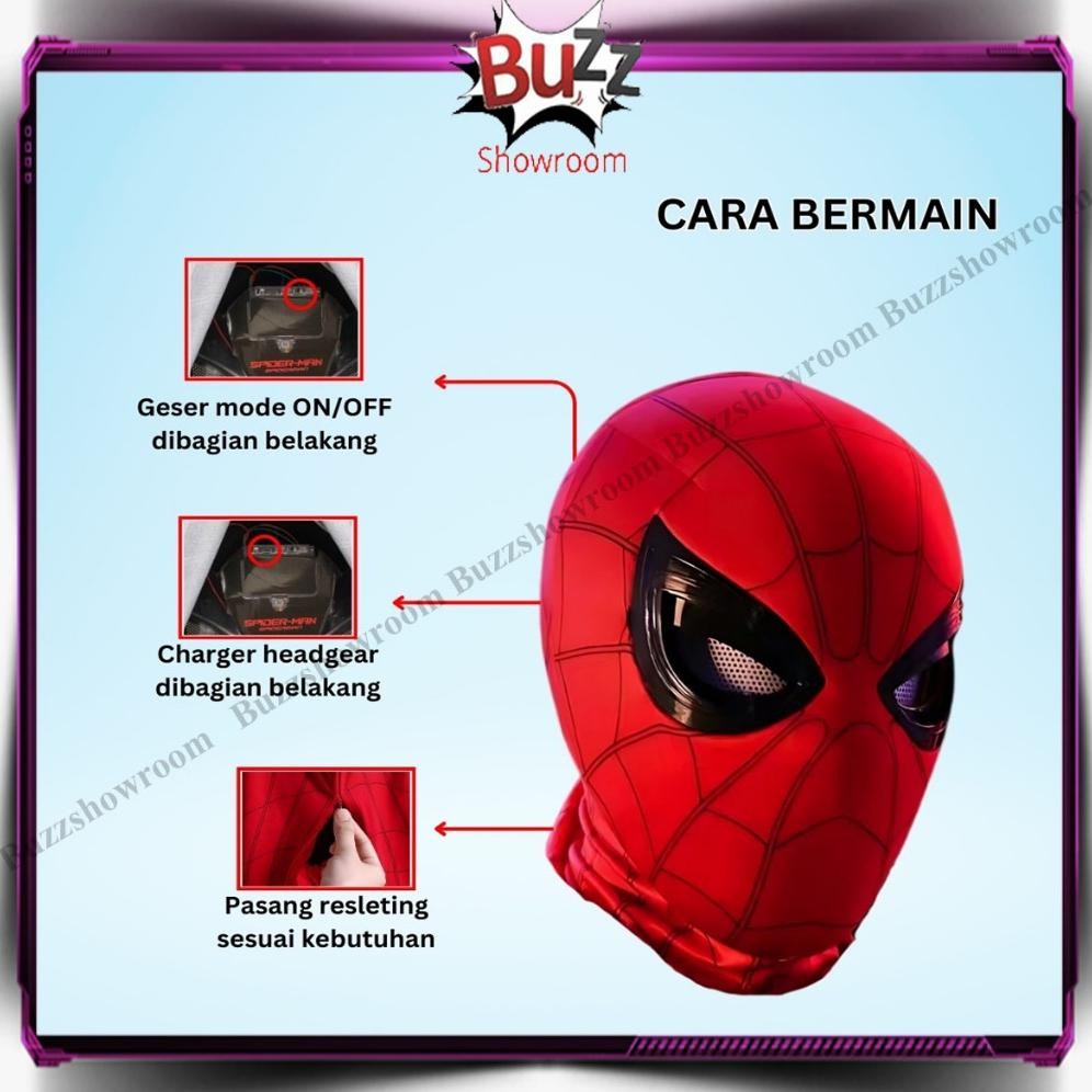 An85 Mega Sale Topeng Mask Spiderman Headgear Remote Superhero Cosplay Spider-Man Chin Control Blink
