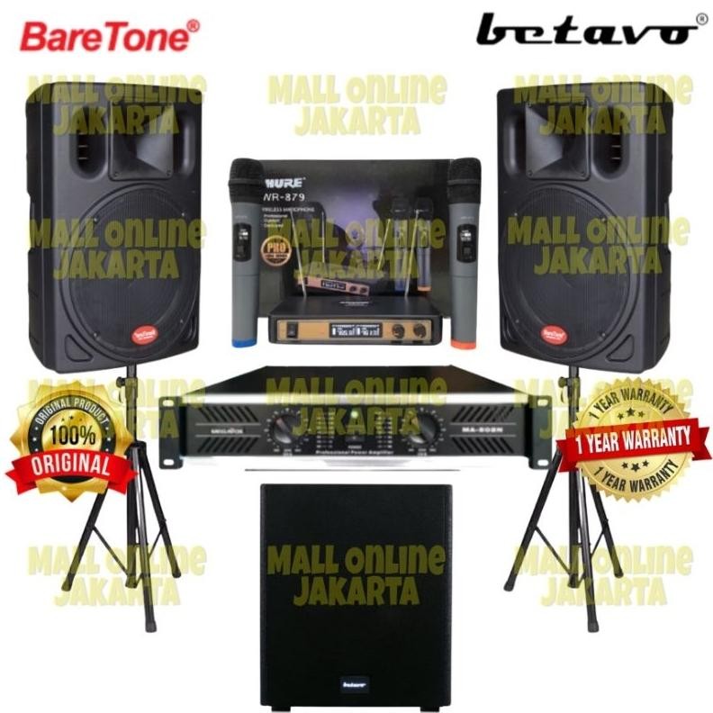 ready stock Paket sound system Baretone 15 inch 800 watt 1530W + subwoofer aktif betavo 15 inch Sa15