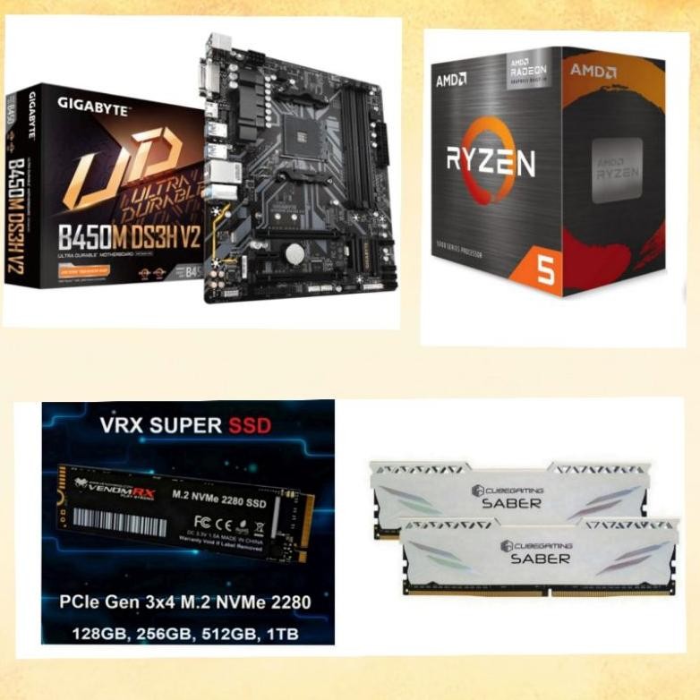 Paket Processor Gang AMD Ryzen 5 5600G B450 RAM DDR4 16GB / 32GB NVME