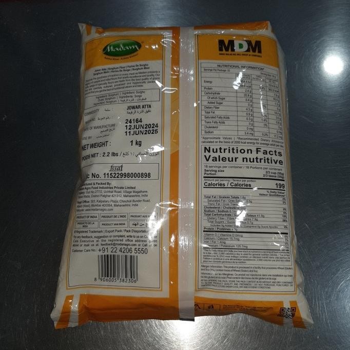 

Murah Madam Jowar Atta 1 Kg Made In India