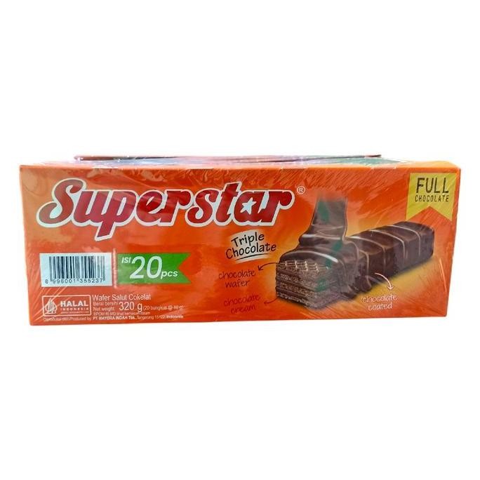 

Promo 1 Karton Superstar Triple Chocolate Kemasan Baru Isi 8 Box( 1 Box Isi 20 Pcs ) Snacks Coklat Camilan Food Cokelat Makanan Biskuit Wafer Cemilan
