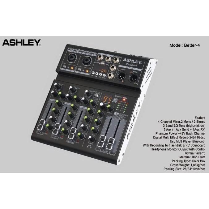 Murah Mixer Audio Ashley Better 4 Original 4 Channel Mixer Bluetooth
