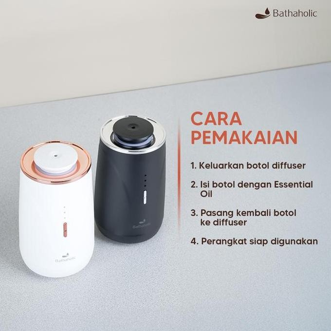 Terlaris Bathaholic - Diffuser Nebulizer 3 Waterless Portable Aromatherapy - Kapasitas 10Ml Aromathe