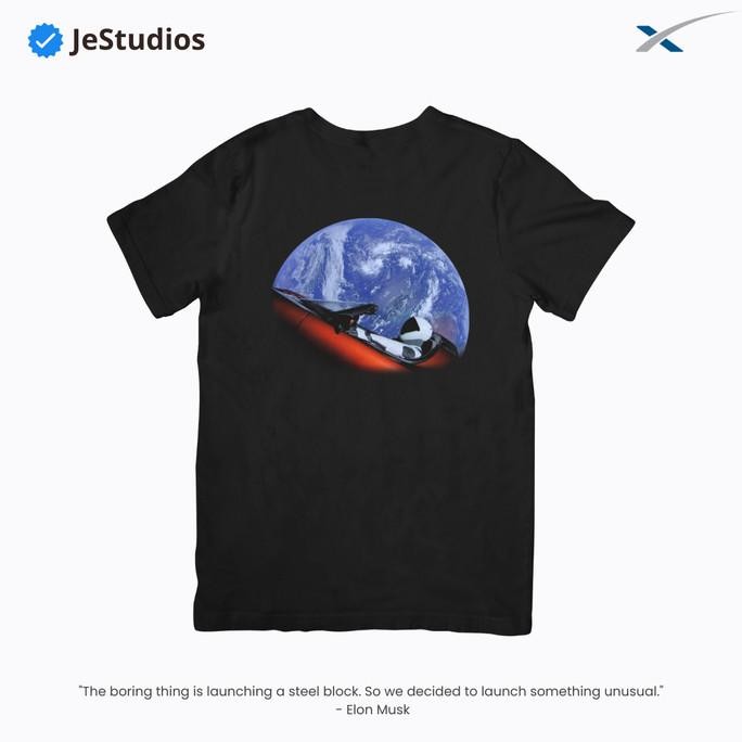 Laris Kaos Tshirt Roadster Orbit Elon Musk