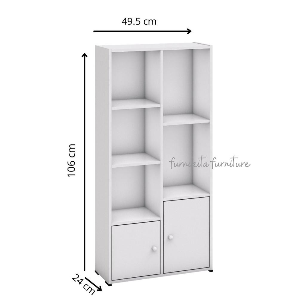 RAK BUKU PAJANGAN SERBAGUNA 7 SEKAT PUTIH MINIMALIS / LEMARI BUKU / LEMARI HIAS