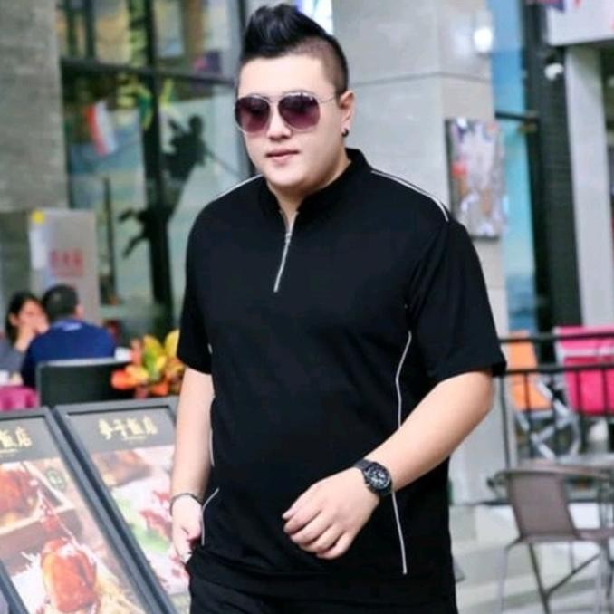 Sale Kaos Pria Kancing Zipper Jumbo Size Model Xxl - 3Xl