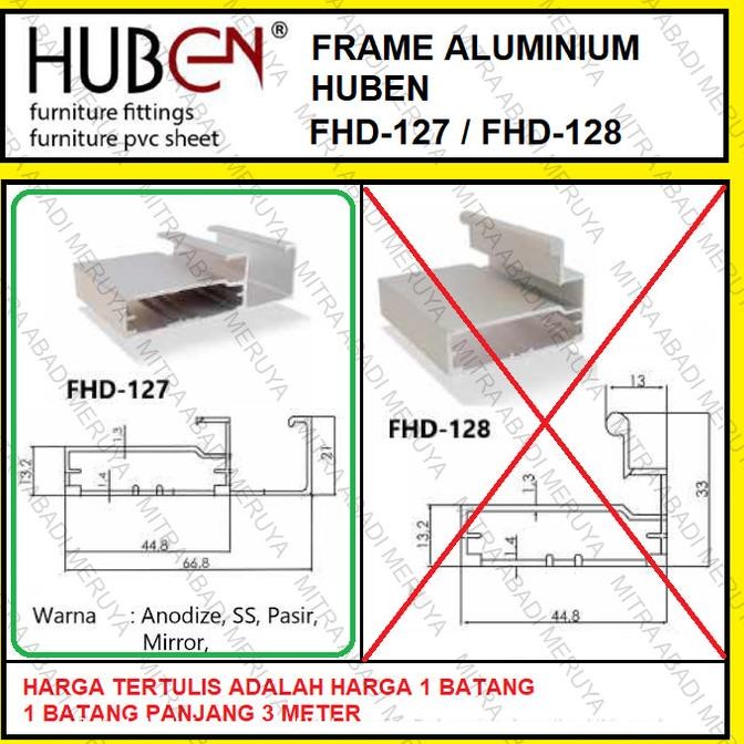 PROFIL FRAME HANDLE ALUMUNIUM ALUMINIUM HUBEN FHD 127 FHD127 FHD-127