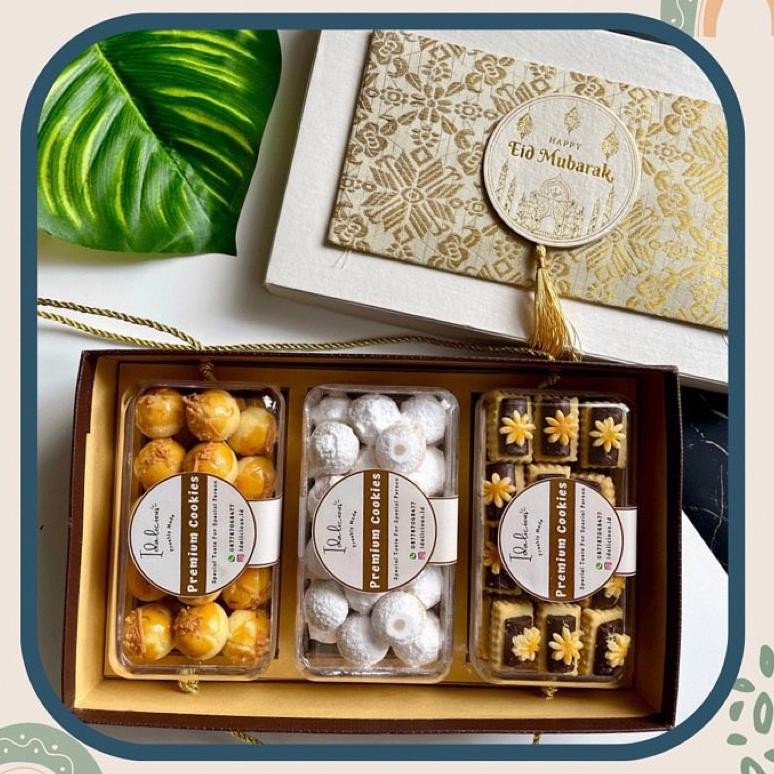 

box kue kering kosong dengan sekatan untuk 3 toples kue kering hardtop 901 persegi panjang 350 gram ready edisi lebaran idul fitri ramadan