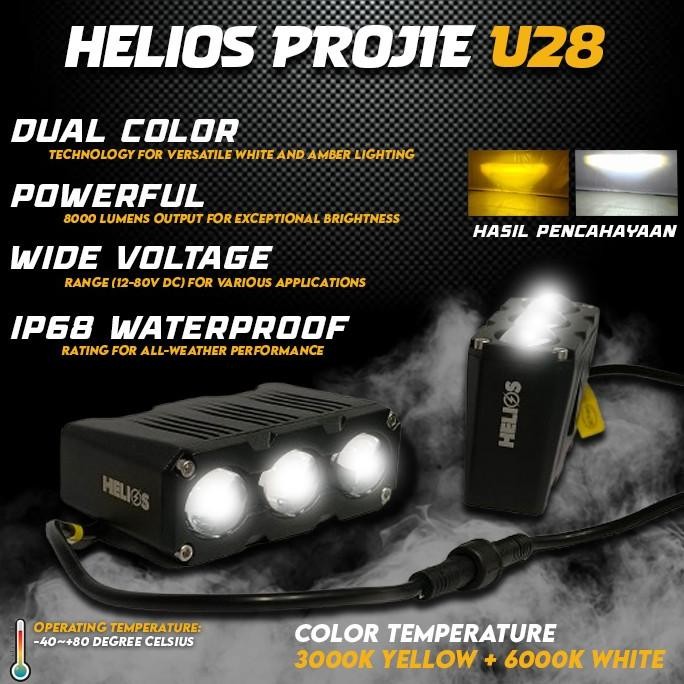 Lampu Tembak Foglamp Laser Mini Projie 3 mata helios u28