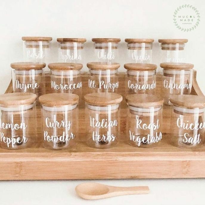 TOPLES KACA BULAT WADAH MAKANAN SNACK TEMPAT BUMBU DAPUR STIKER LABEL