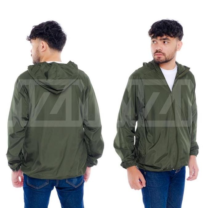 Jaket Parasut Olahraga Waterproof Abu Uniseks Sport Anti Air Set Pria Wanita Nyaman Cepat Kering