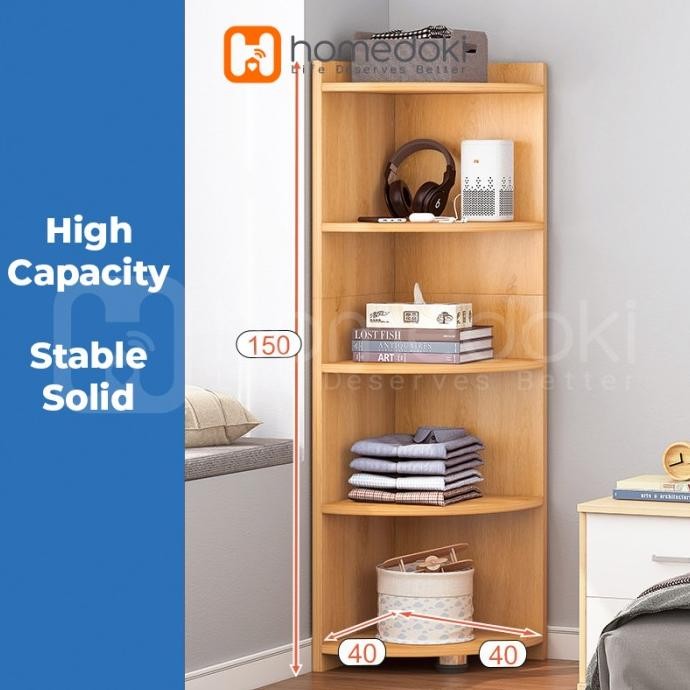 Rak Sudut Besar Rak Minimalis Kayu Serbaguna Rak Buku Multifungsi