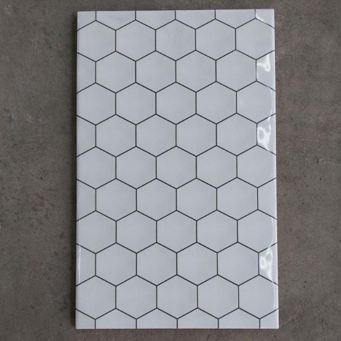KERAMIK DINDING DAPUR KAMAR MANDI KIA HEXAGON BLACK 25X40 KW1