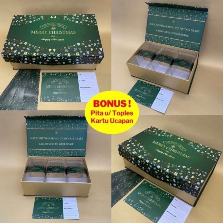 

Hardbox kue kering / box kue kering Natal / Box isi 3 untuk toples 350gr Natal / Box hampers kue kering
