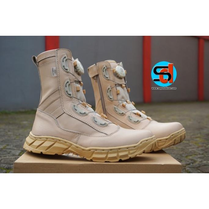Sepatu Boa Cream Gurun - Sepatu PDl Pns TNI - Sepatu Gurun Boa