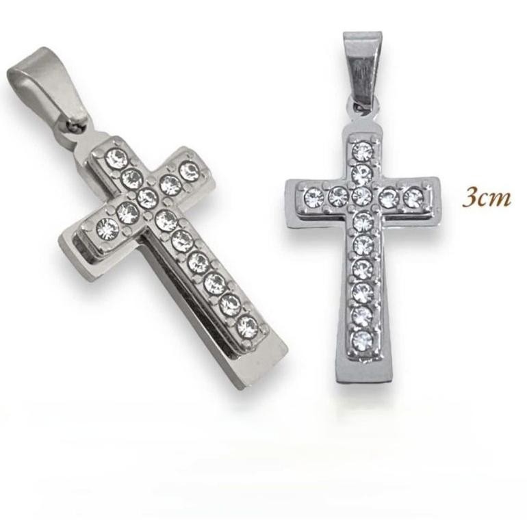 TW39 Am67 Liontin Salib Titanium Mata Segi 3cm M33/23 - Liontin Salib Titanium - Liontin Salib Titan