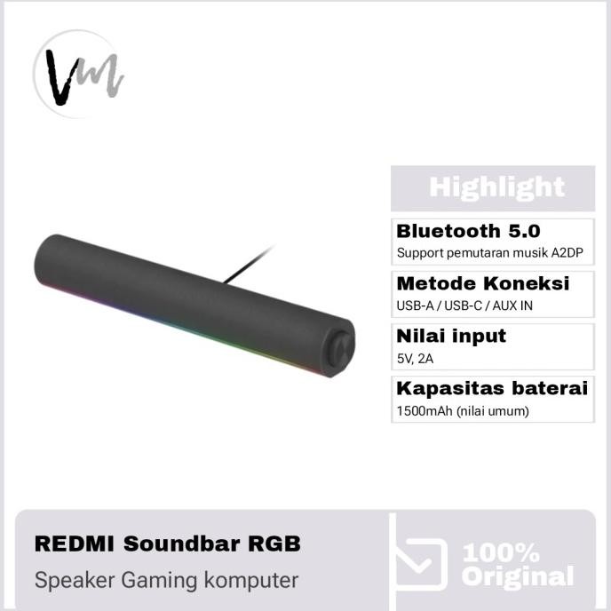 XIAOMI REDMI SPEAKER SOUNDBAR KOMPUTER BLUETOOTH AUX KONEKSI DESKTOP LAPTOP GAMING RGB COMPUTER