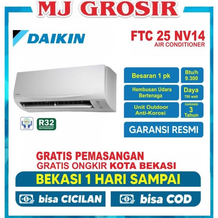 Promo Ac Daikin Ftc 25 Nv14 Rc 1 Pk + Pasang R32 Standard Thailand Low Watt