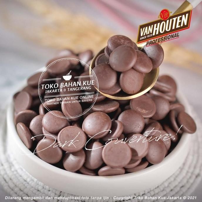 

Van Houten - Chocolate Dark 70,4% Couverture Coin 100gr Cokelat liquid