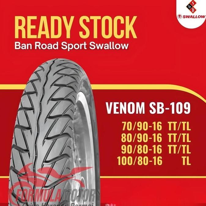 Terlaris Swallow Venom Ring 16 Tubeless All Size - Ban Motor Matic Hayate, Skywave, Nouvo Tubles Sb1