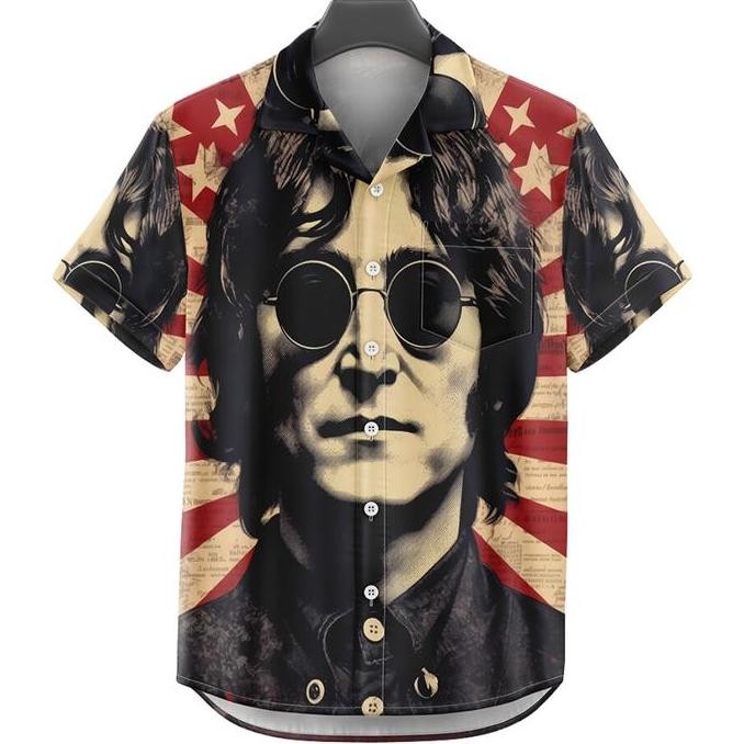New Baju Kemeja Pria Wanita Dowear Motif John Lennon 385