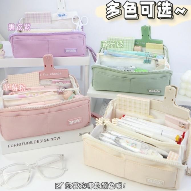 

Pencil case kotak pensil aesthetic Korea style tempat pensil besar liquid