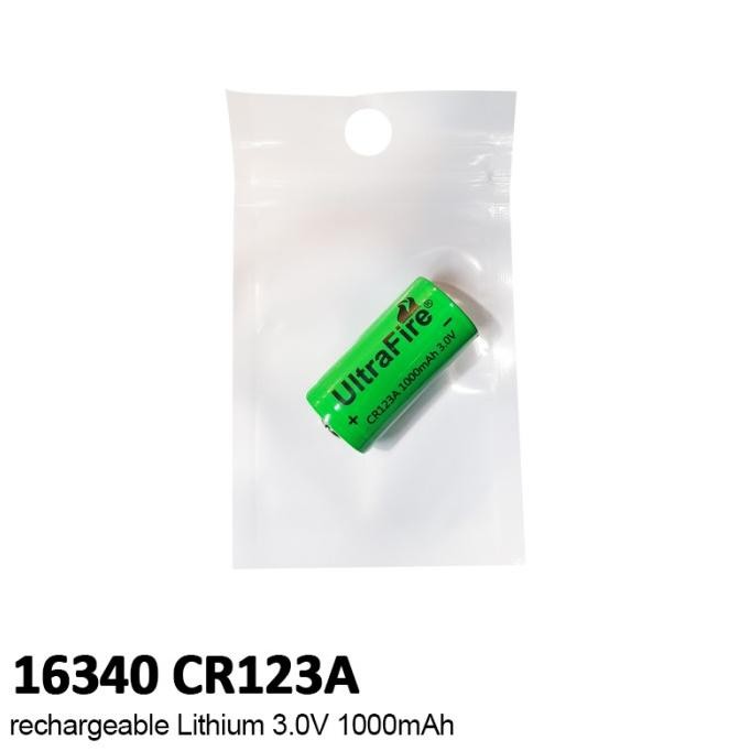 BATERAI RECHARGEABLE LITHIUM ULTRAFIRE 16340 CR123A 3.0V 1000 mAh