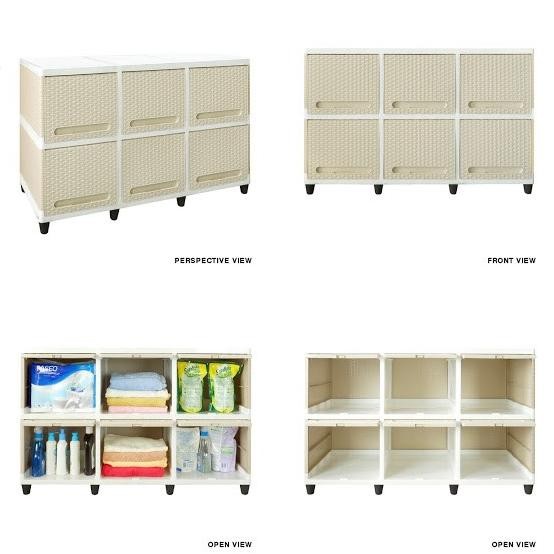 lemari plastik club flip susun 2 triple cream lemari club 6 kotak