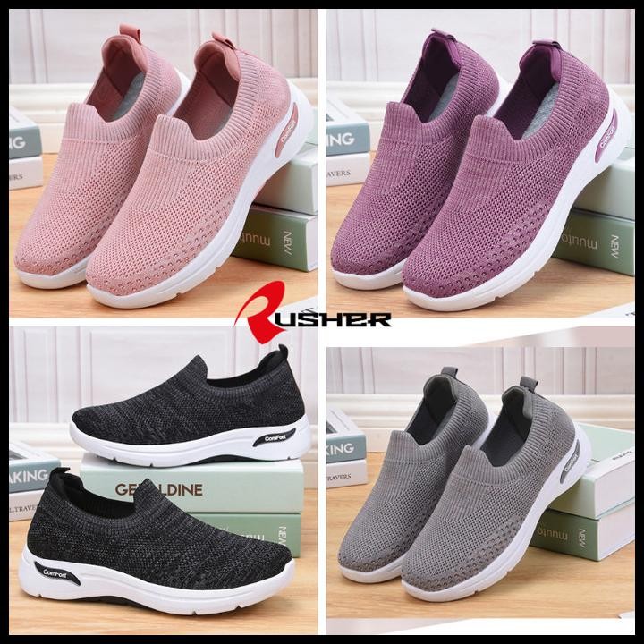Terlaris Slip On Sneakers Rajut Tanpa Tali Zenblossom Rusher Comfort Good Quality