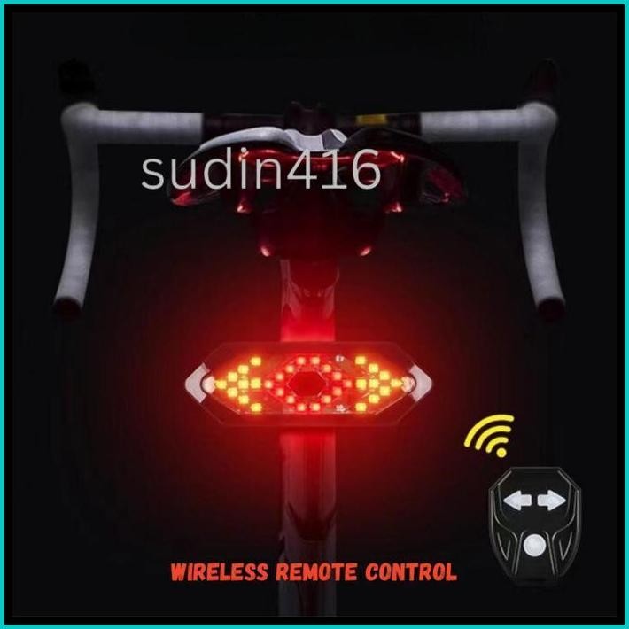 LAMPU BELAKANG SEPEDA NIRKABEL USB RECHARGE LAMPU SEIN SEPEDA REMOTE CONTROL PERINGATAN KESELAMATAN