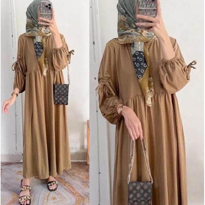 new ghina midi dres kaos combed gamis busui wanita kekinian gamis serut ntr