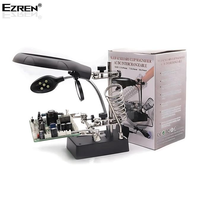 

Ezren Mg16129-C Penjepit Pcb Kaca Pembesar Dudukan Solder Lampu 5 In 1 Co
