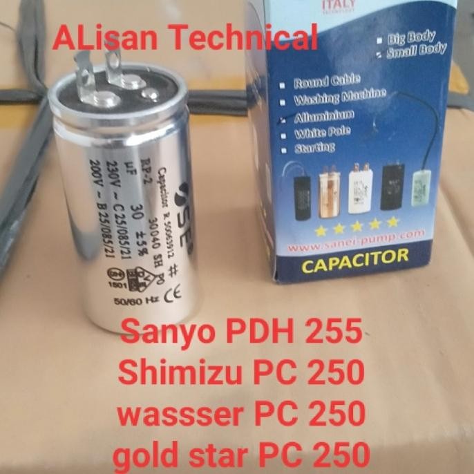 Promo Kapasitor Pompa air 30 mikro Sanyo shimizu wassser PC 250 COD