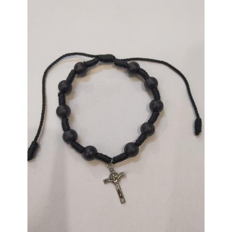 Ox04 fgh-56 Rosario Gelang Tali Kayu 8mm (8407) - Rosario Gelang - Gelang Salib - Gelang Rosario - R