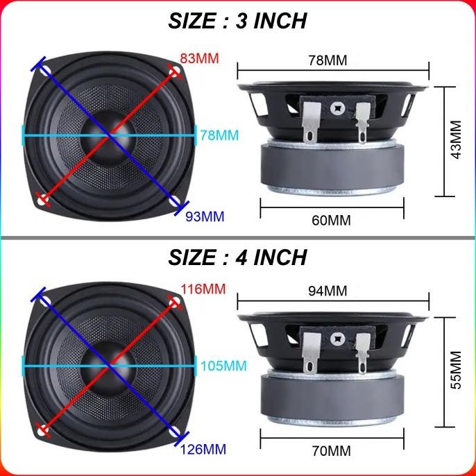JH8 Speaker Full range Bass 3 4 Inch 4 ohm 80W 100W Hifi Fullrange MidBass Mid Woofer LM-318S LM-418