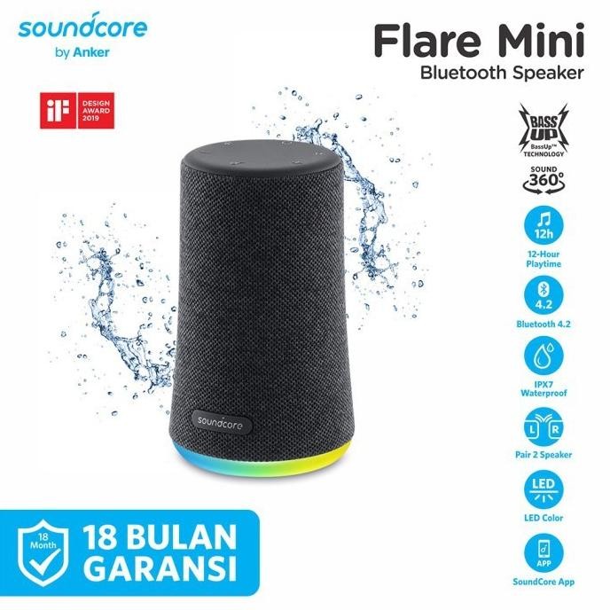 Anker Soundcore Flare Mini IPX7 Waterproof Bluetooth Speaker Resmi