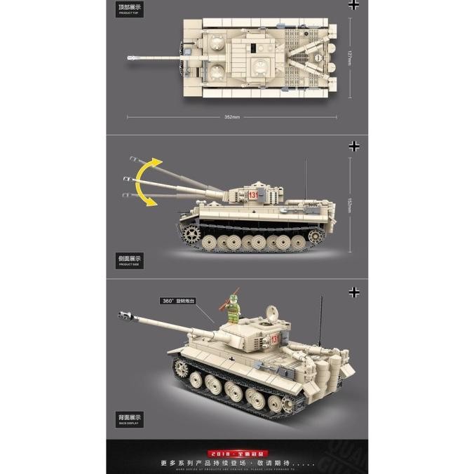 Brick Quan Guan 100061 World II Tiger 131 Tank Mainan Edukasi