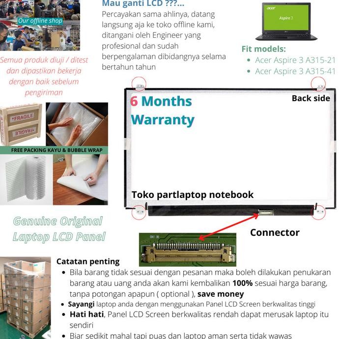 Lcd Acer Aspire 3 A315-21-948E Aspire 3 A315-41-R97J Original New Stok