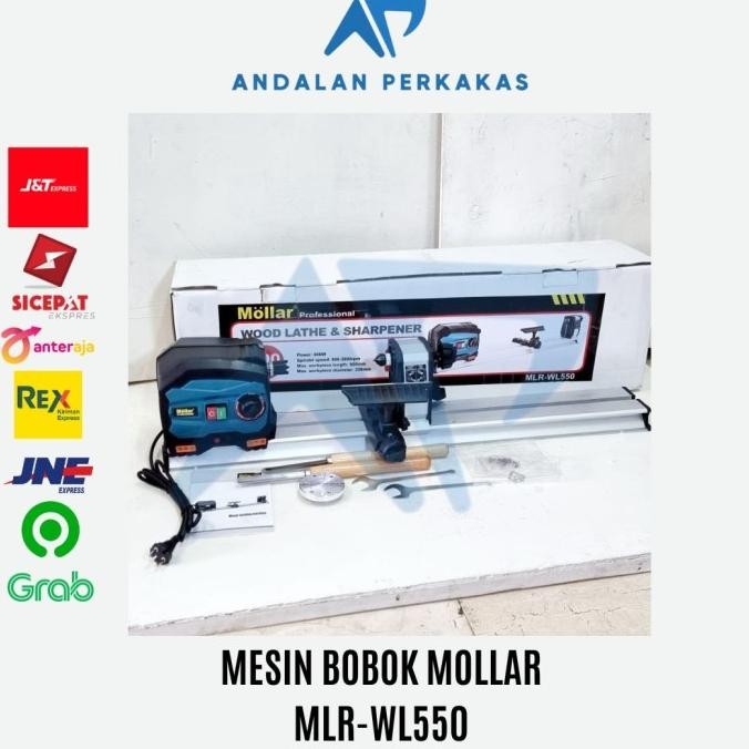 MOLLAR WL550 mesin bubut kayu mini wood lathe & Sharpener 60cm murah