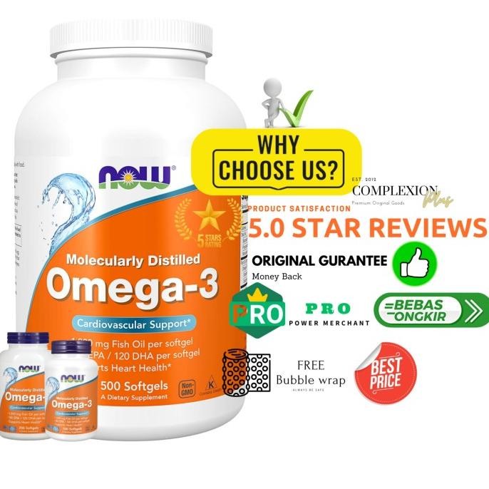 

Now Foods Omega 3 Fish Oil Minyak Ikan 1000mg 200 softgels