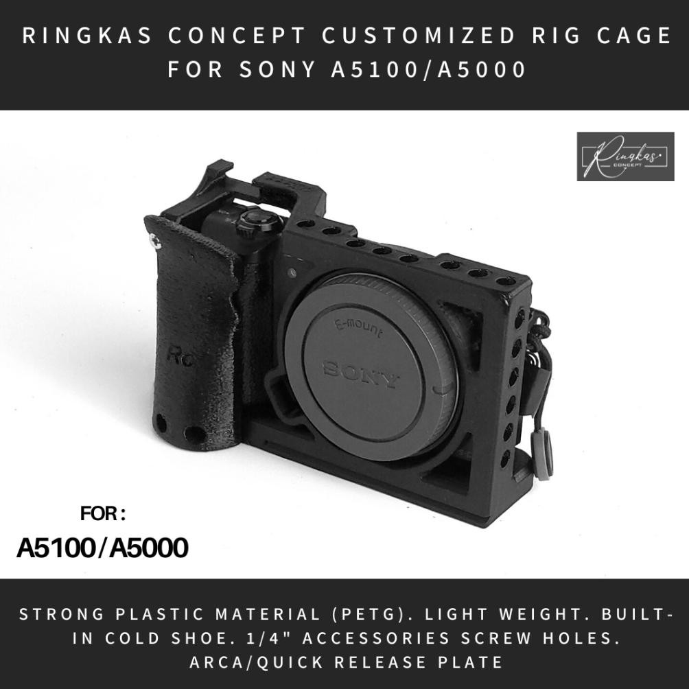 RINGKAS CONCEPT Sony A5000 A5100 Customized Rig Cage Case Cold Shoe Hot Shoe Mount 1/4 Inch Acessory