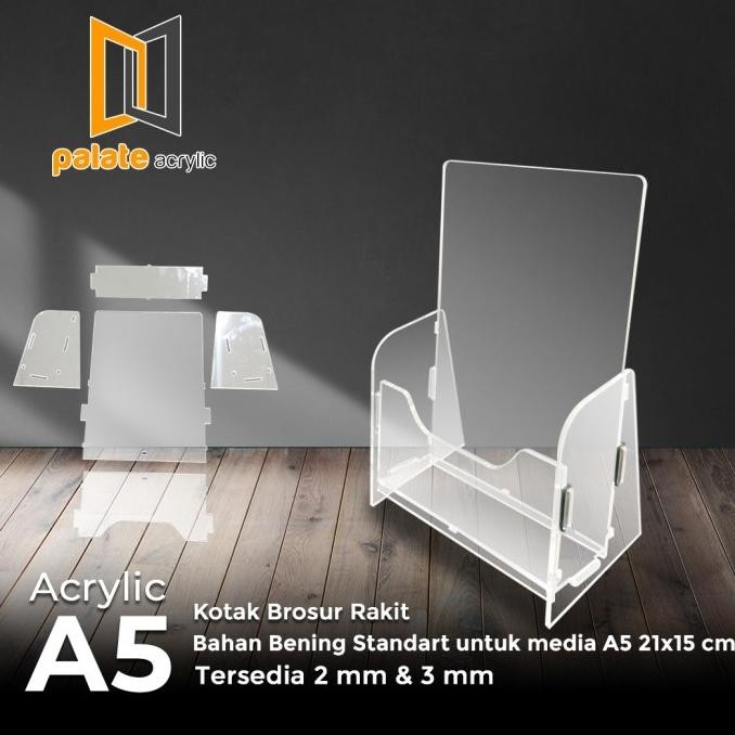 

redi ya kk RAK/TEMPAT BROSUR BROCHURE ACRYLIC/AKRILIK UKURAN A5 PREMIUM TERLARIS