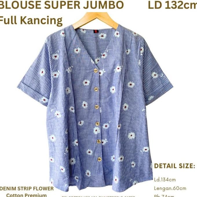 Tersedia BLOUSE SUPER JUMBO WANITA KEKINIAN KOREAN STYLE KATUN PREMIUM LD.132CM / BAJU JUMBO BUSUI /